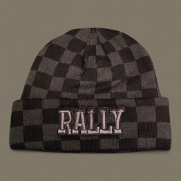 RALLY kötött visszahajtott sapka, kockás grafit